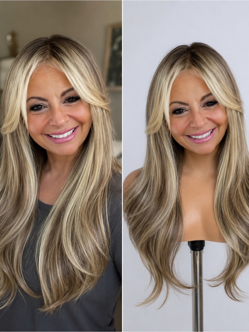Multi-Tone Blonde Straight Wig Feathery Bangs – Natural Blonde Highlights 💖 NWT